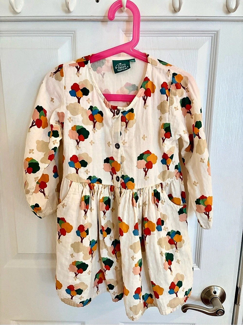 Apple Trees, birds Button Front Dress,